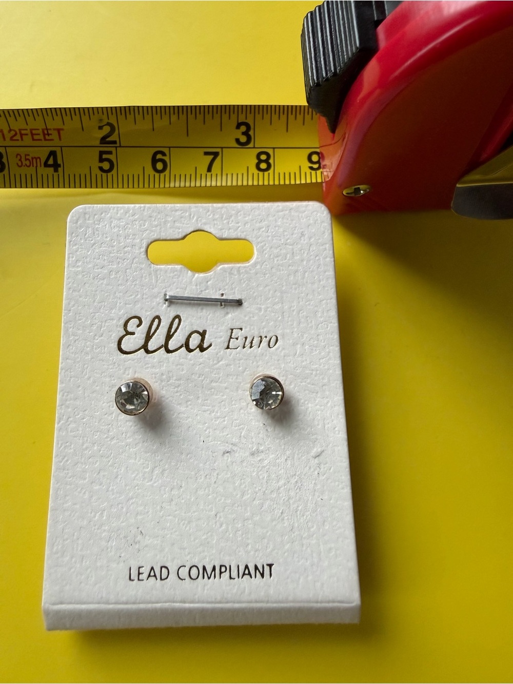 Gold Crystal Stud Earrings - Clear